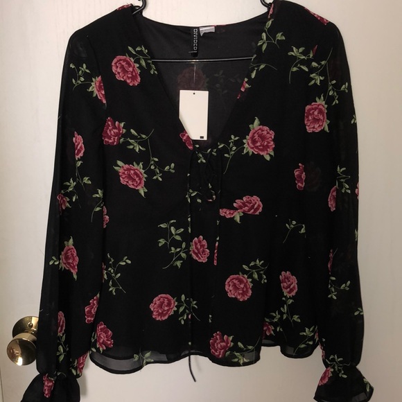 SOLD NWT Corset LaceUp Floral Blouse - Picture 4 of 10